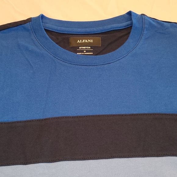 Alfani stretch panel blue T-shirt - Picture 2 of 13